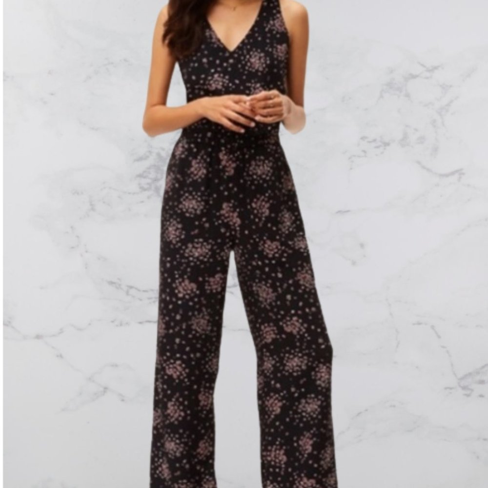 NWT LOFT Black Floral Jumpsuit/Pantsuit